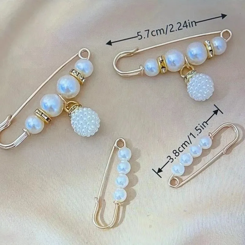 Pants Tight Pants Skirt Waist Artifact Tight Waist Pin Anti-running Light Brooch High-end Corsage Pin Jewelry Pearl Brooch Buckle