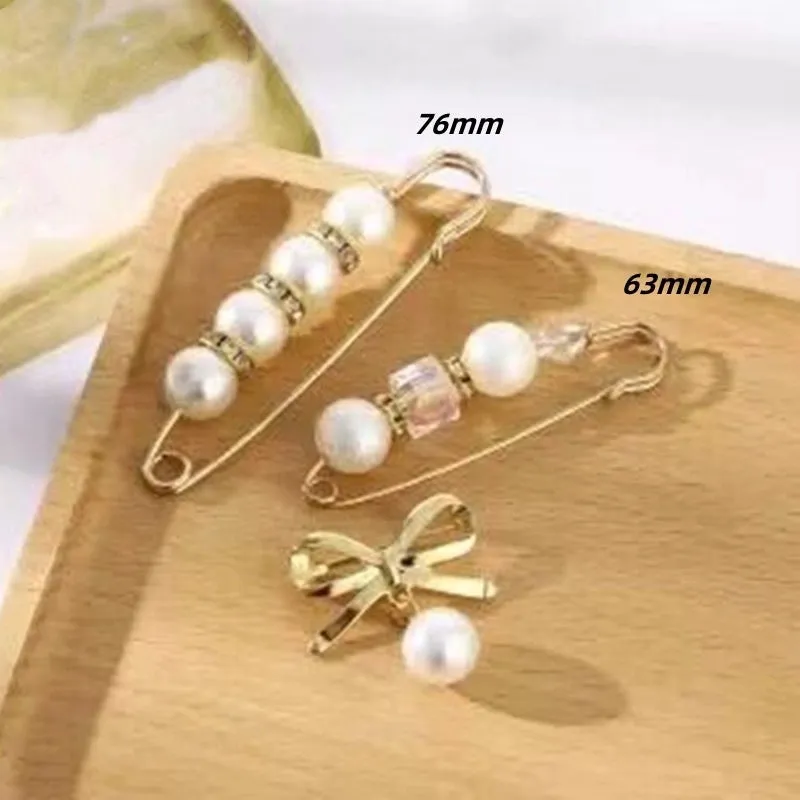 Pants Tight Pants Skirt Waist Artifact Tight Waist Pin Anti-running Light Brooch High-end Corsage Pin Jewelry Pearl Brooch Buckle