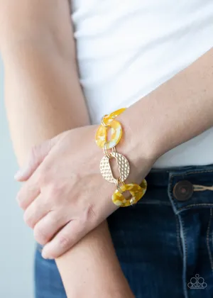 Paparazzi Retro Recharge - Yellow Acrylic Bracelet