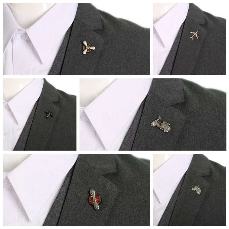 Personalized  Retro Metal Aircraft Engine Engine Brooch Men's Suit Shirt Collar Corner Pin Buckle Trinket