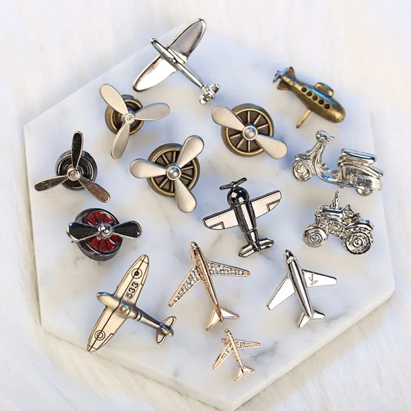 Personalized  Retro Metal Aircraft Engine Engine Brooch Men's Suit Shirt Collar Corner Pin Buckle Trinket