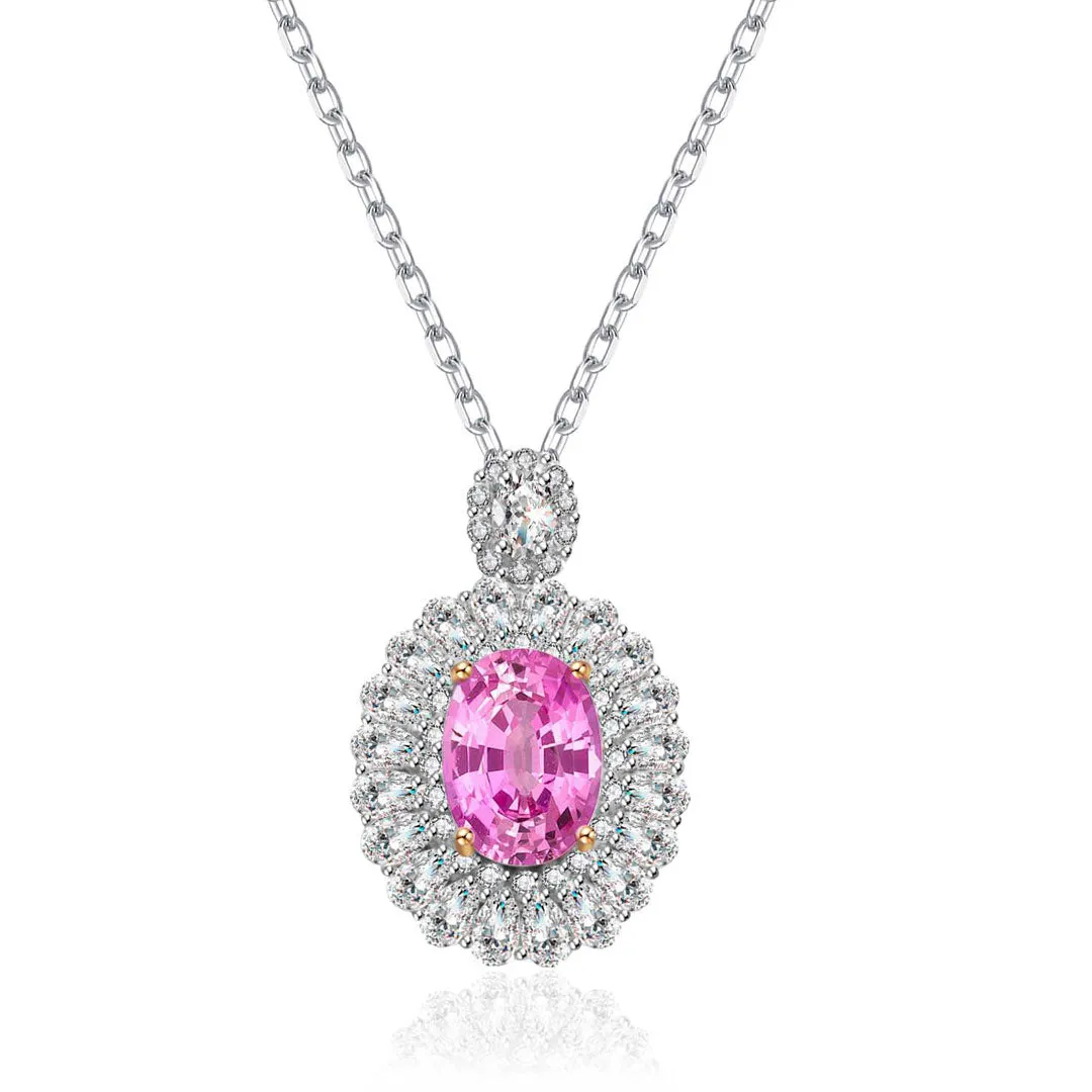 Pink Sapphire Necklace Diamonds & Pendant