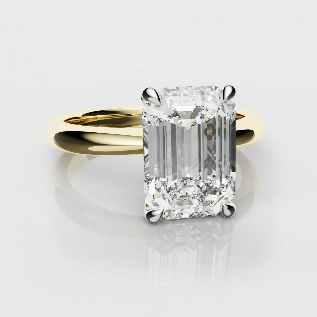 Platinum & 18ct Yellow Gold Emerald Cut Solitaire Engagement Ring