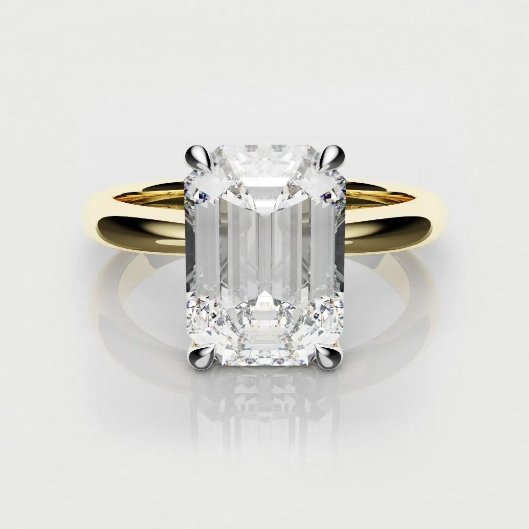 Platinum & 18ct Yellow Gold Emerald Cut Solitaire Engagement Ring