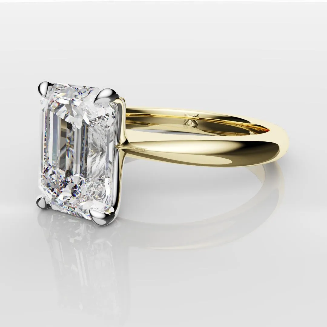 Platinum & 18ct Yellow Gold Emerald Cut Solitaire Engagement Ring