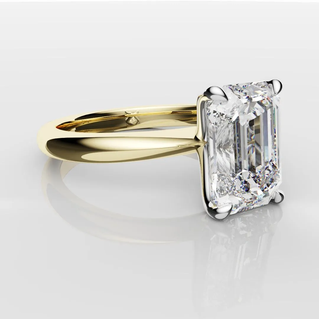 Platinum & 18ct Yellow Gold Emerald Cut Solitaire Engagement Ring