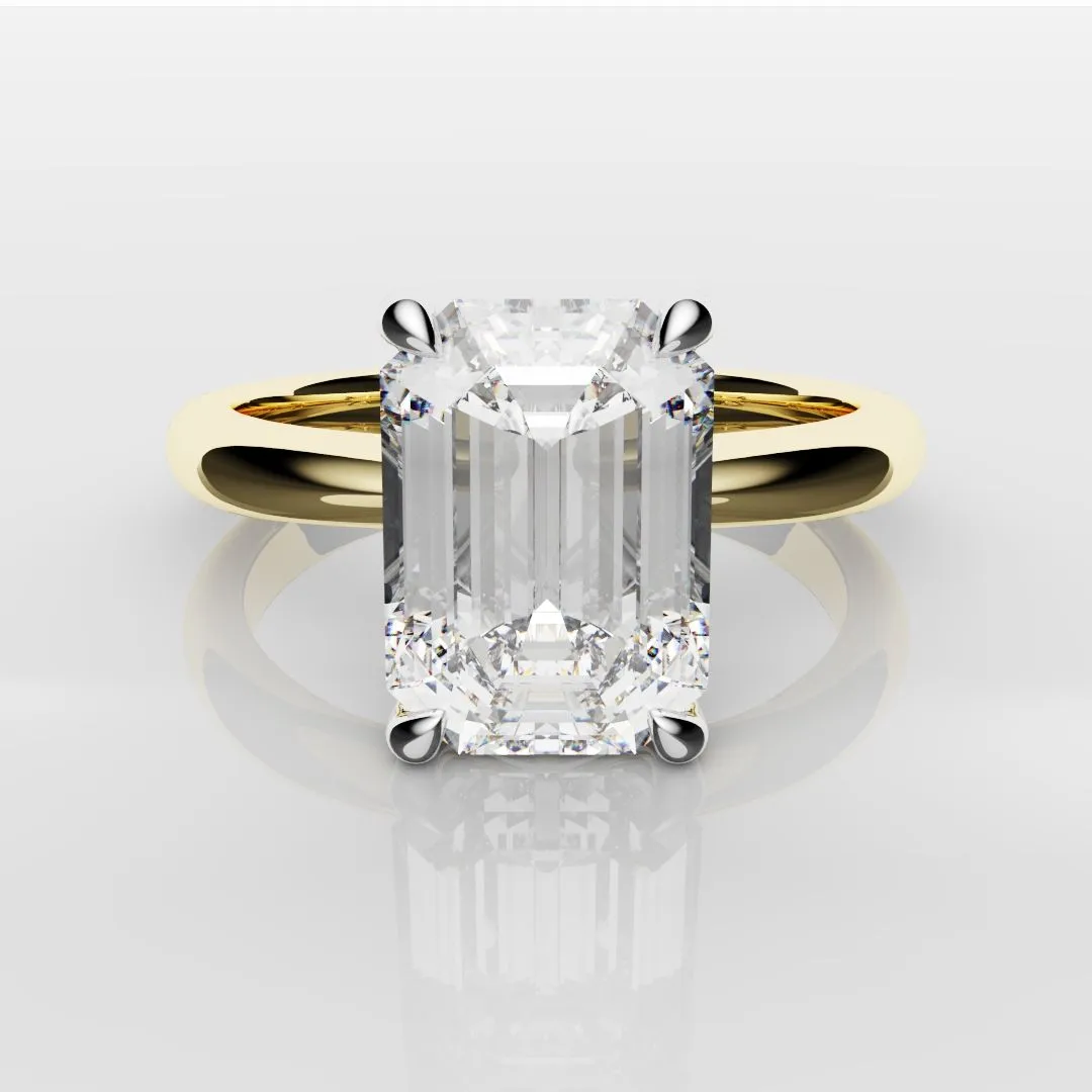 Platinum & 18ct Yellow Gold Emerald Cut Solitaire Engagement Ring