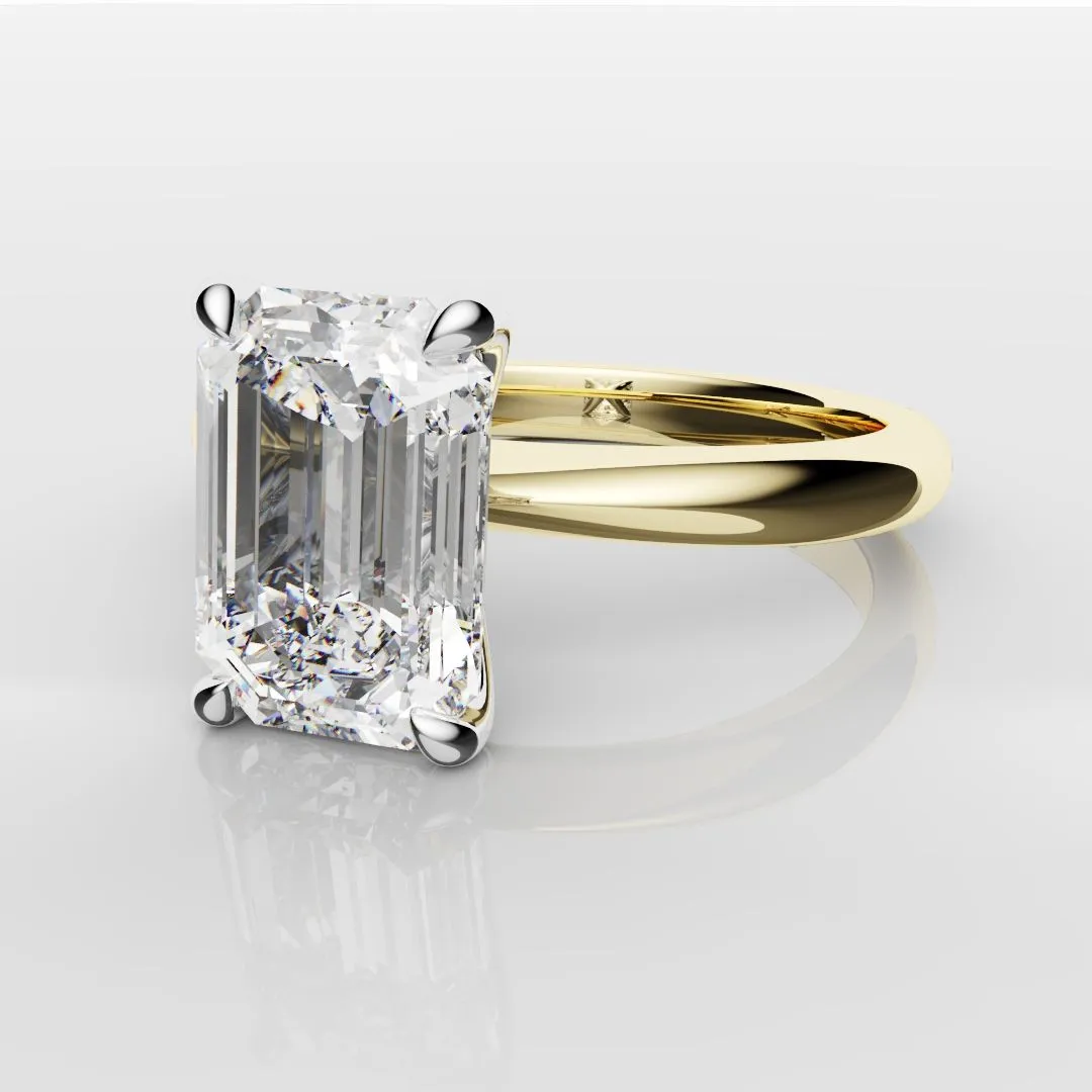 Platinum & 18ct Yellow Gold Emerald Cut Solitaire Engagement Ring