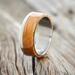 "EZRA" - WHISKEY BARREL WEDDING BAND - TITANIUM - SIZE 8 1/2