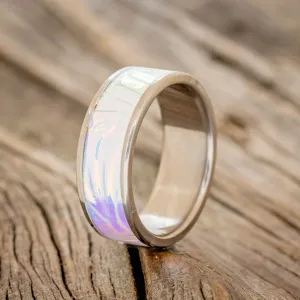 "RAINIER" - CARIBBEAN SEA DICHROLAM WEDDING BAND - TITANIUM - SIZE 10