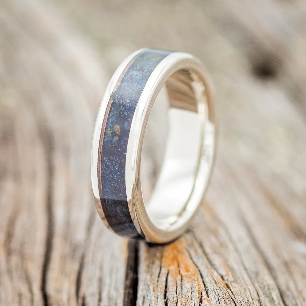 "RAINIER" - PATINA COPPER WEDDING BAND - 14K WHITE GOLD (5MM) - SIZE 3 3/4