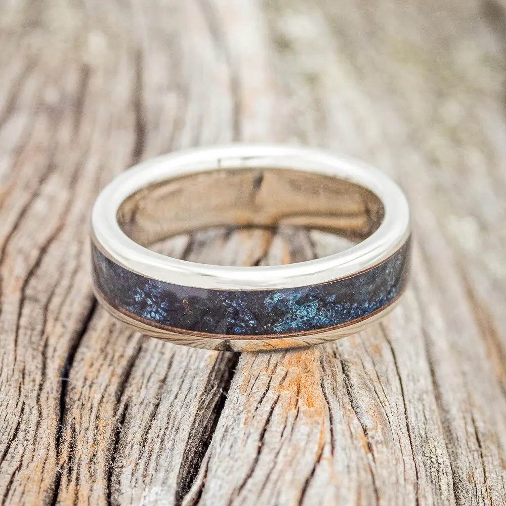 "RAINIER" - PATINA COPPER WEDDING BAND - 14K WHITE GOLD (5MM) - SIZE 3 3/4