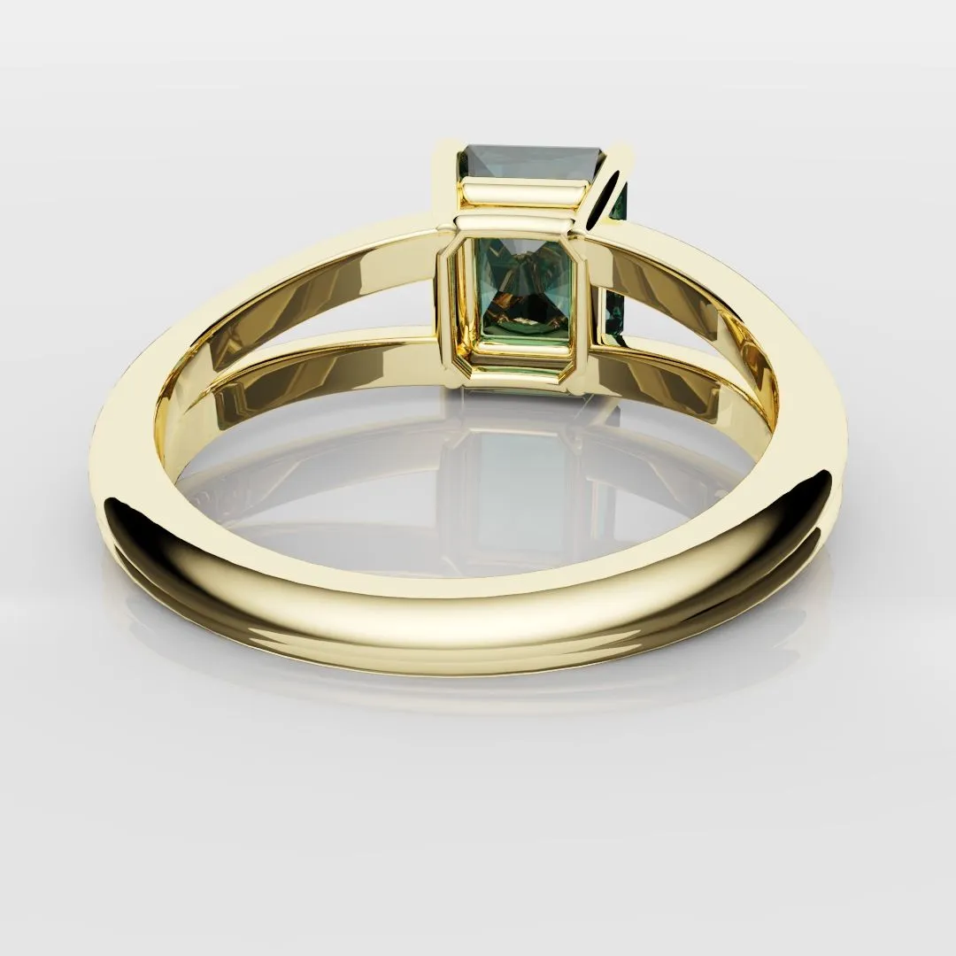 Radiant Cut Teal Sapphire Engagement Ring