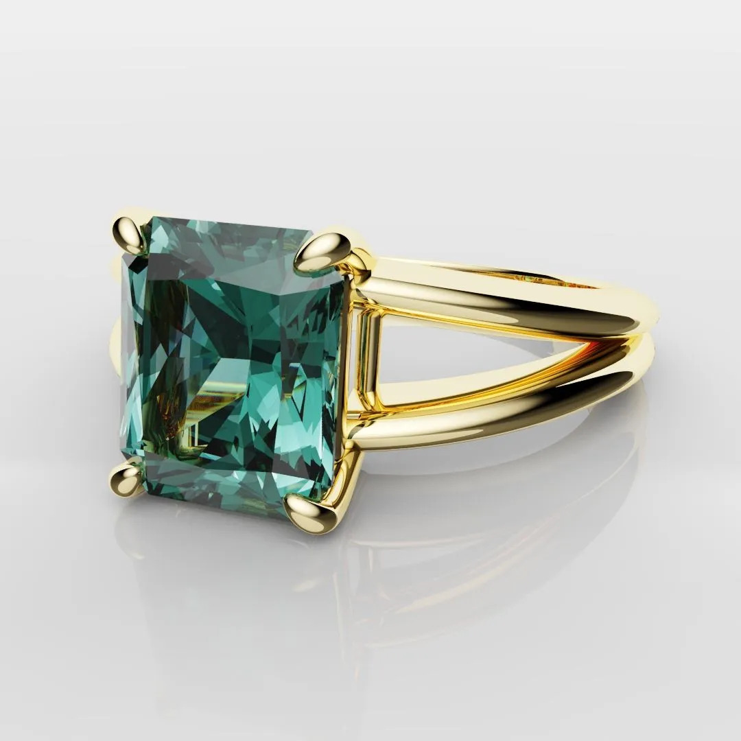 Radiant Cut Teal Sapphire Engagement Ring