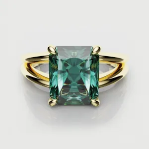 Radiant Cut Teal Sapphire Engagement Ring