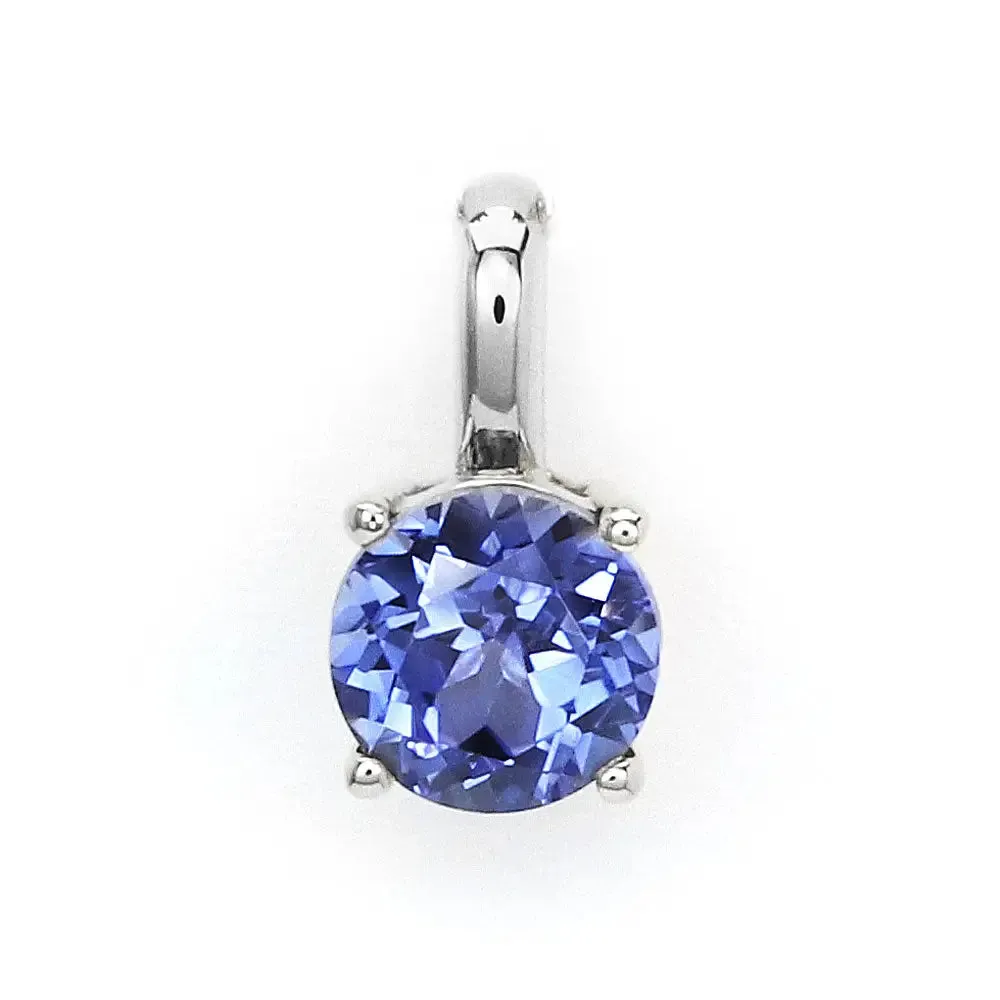 Ready Made | 1.38 Carat Betty Round Blue Lab Grown Sapphire Pendant in 18K White Gold