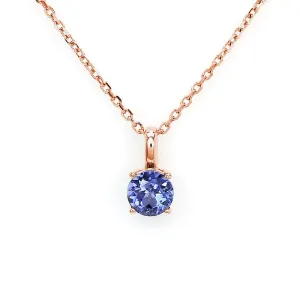 Ready Made | Betty Round Blue Lab Grown Sapphire Pendant in 18K Rose Gold