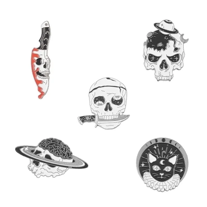 Retro Geometric Cat Skull Alloy Plating Unisex Brooches