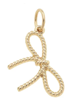 Rope Bow Charm in Shiny Gold