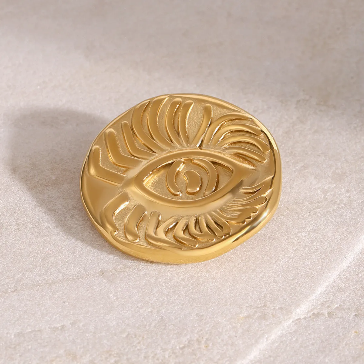 Round Geometric Stainless Steel Electroplating Brooches