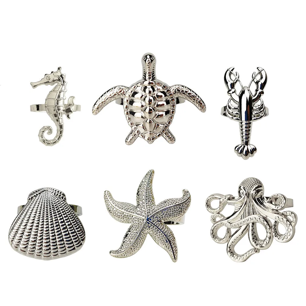 Silver Crustacean Napkin Ring Set