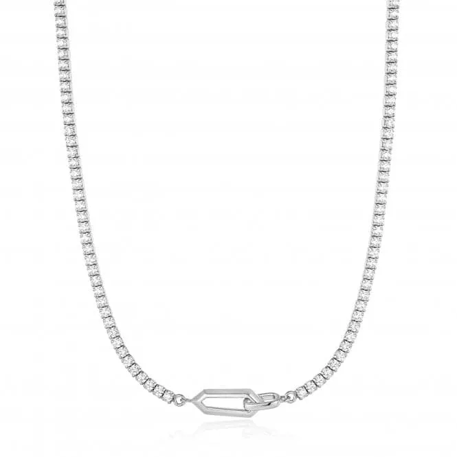 Silver Sparkle Chain Interlock Necklace N041-03H-W