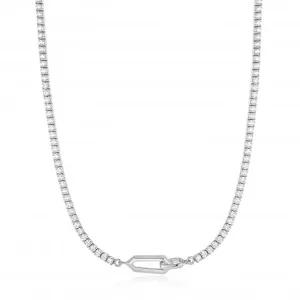 Silver Sparkle Chain Interlock Necklace N041-03H-W