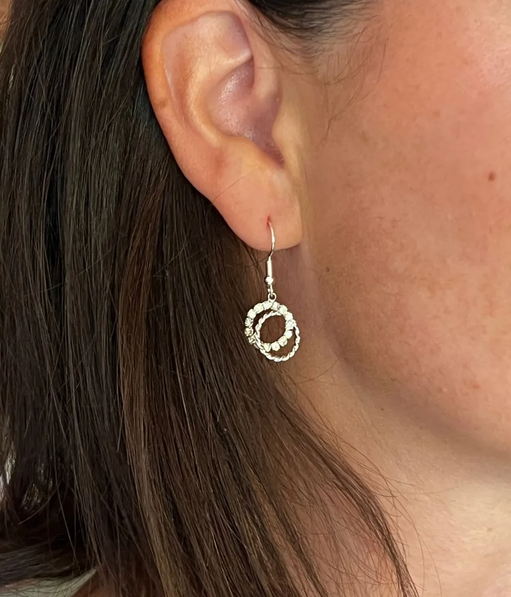 Silver Sparkle Rings Drop Earrings