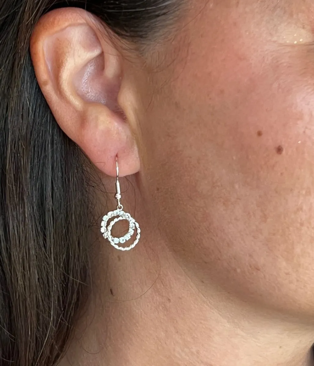 Silver Sparkle Rings Drop Earrings