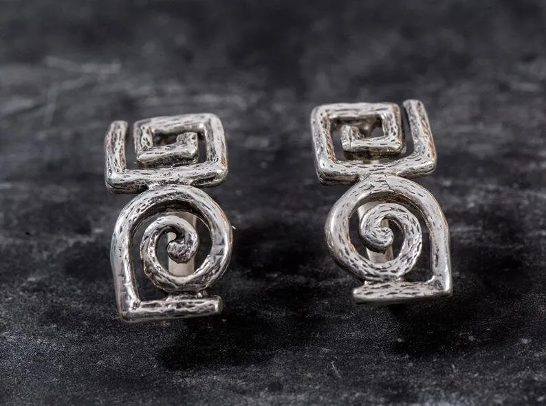 Silver Swirl Earrings - Textured Earrings, Silver Statement Earrings