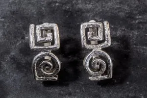 Silver Swirl Earrings - Textured Earrings, Silver Statement Earrings