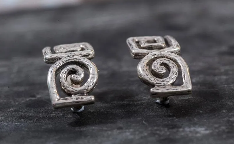 Silver Swirl Earrings - Textured Earrings, Silver Statement Earrings