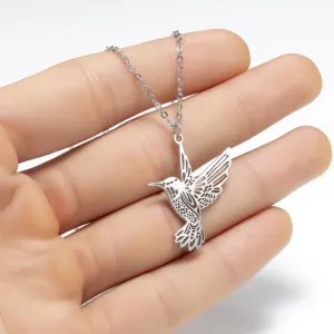 SISSLIA Wholesale Custom 18K Gold Sliver Plated Stainless Steel Necklace Tendy Geometric Bird Pendant Necklace For Women