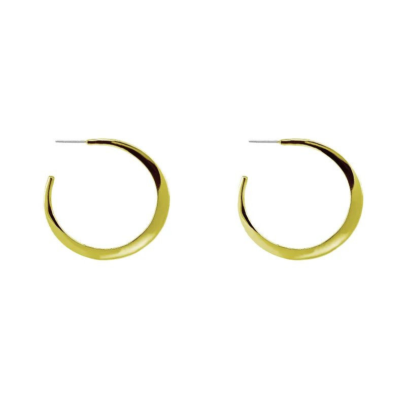 Solid Brass Crescent Moon Hoops – Large