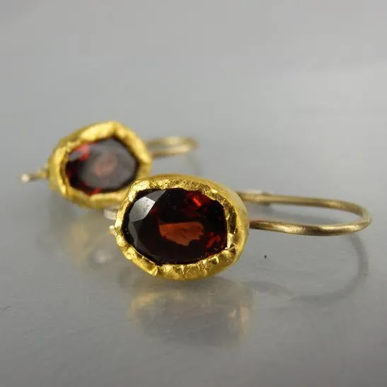 Solid Gold Garnet Earrings