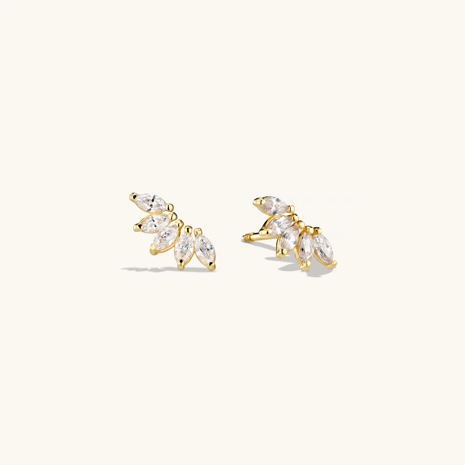 Solid Gold Marquise Stud