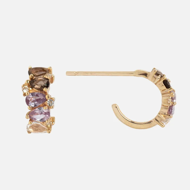 Solid Gold Ombre Birthstone Huggie Hoops