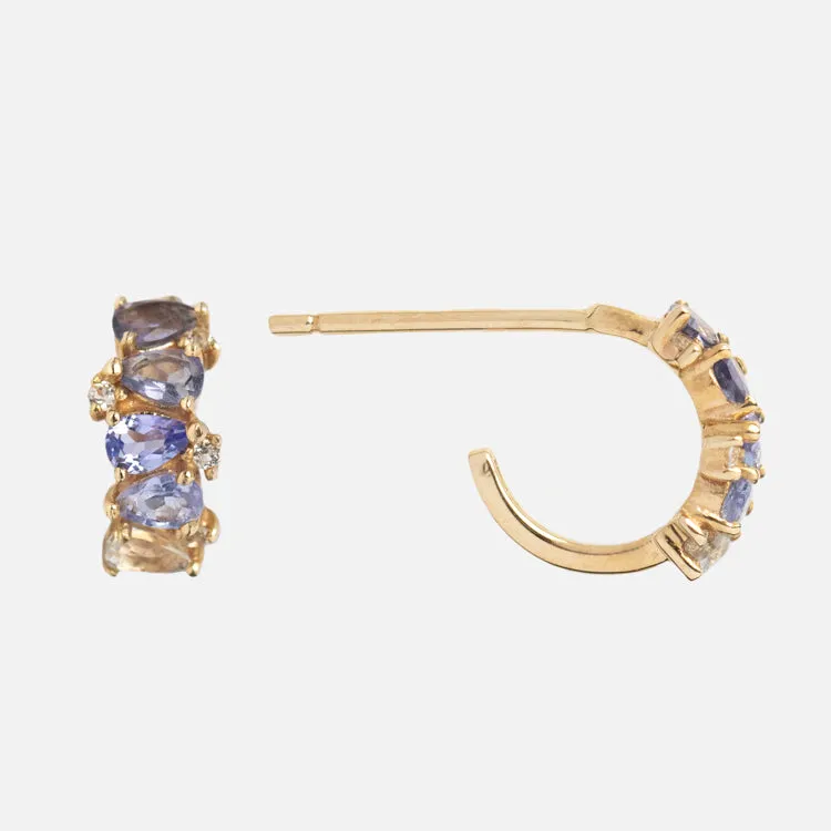 Solid Gold Ombre Birthstone Huggie Hoops