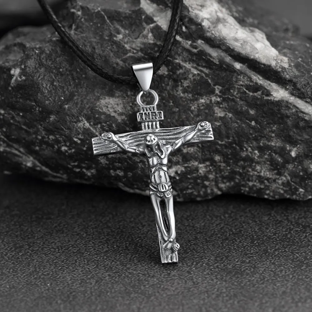 Sterling Silver Jesus Crucifix Necklace Cross Pendant