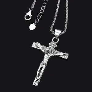 Sterling Silver Jesus Crucifix Necklace Cross Pendant