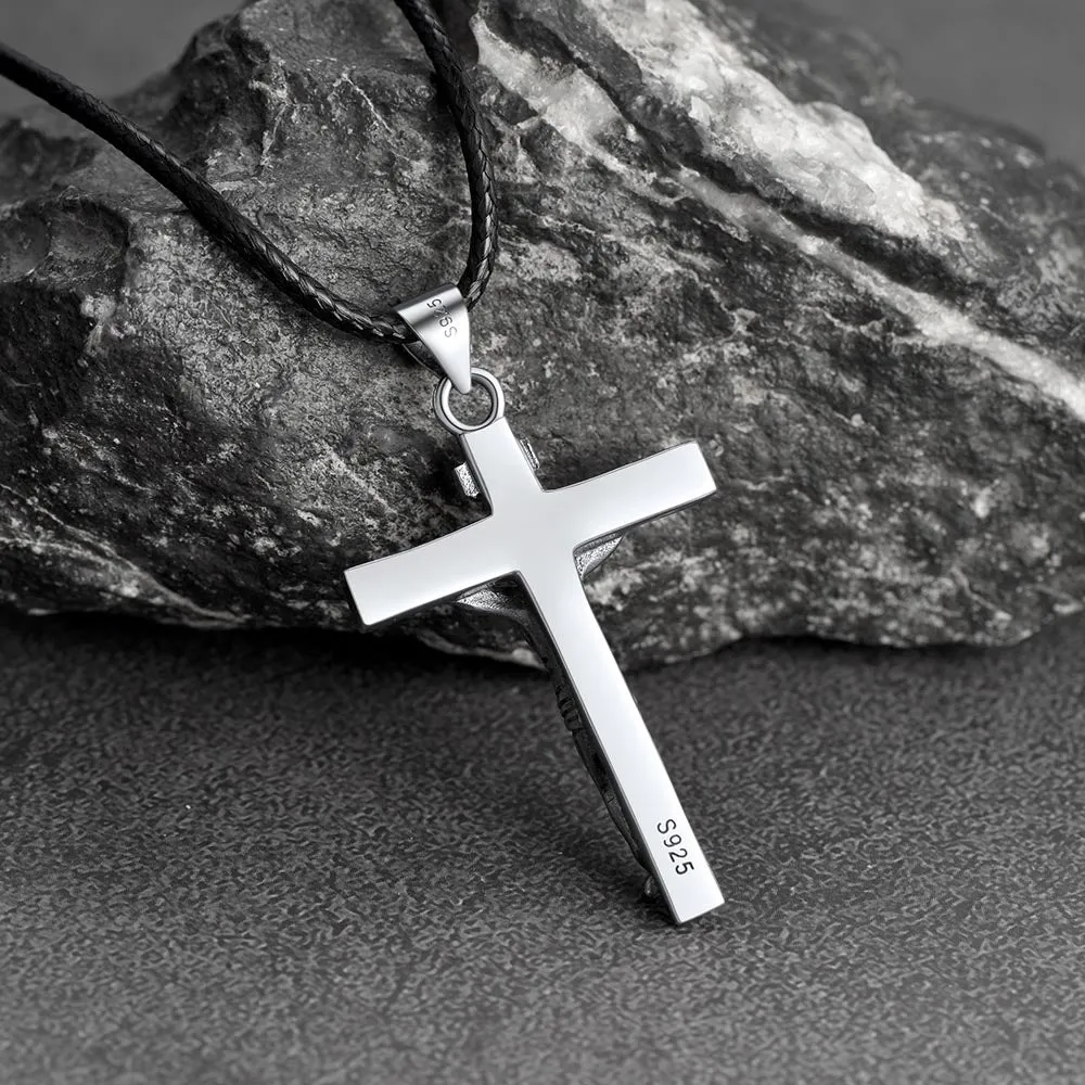 Sterling Silver Jesus Crucifix Necklace Cross Pendant