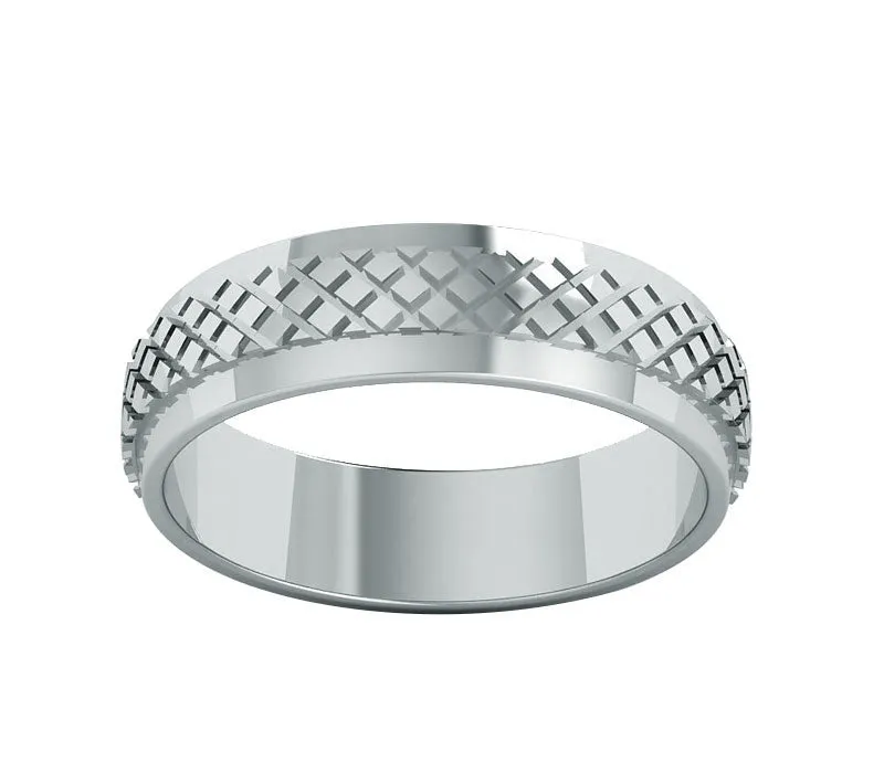 STYLISH WHITE-GOLD MEN’S WEDDING BAND