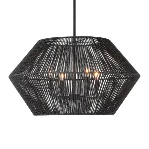 Suva 4 Light Black Rope Pendant