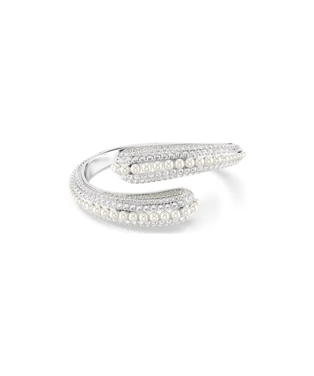 SWAROVSKI SUBLIMA CUFF, CRYSTAL PEARL, ROUND CUT,WHITE, RHODIUM PLATED