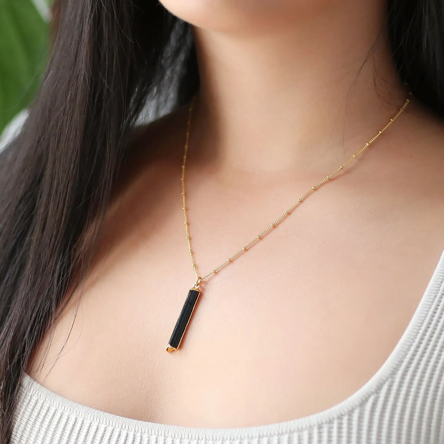 Three Layered Necklace Set • Raw Black Tourmaline • Gold Filled • Paper Clip Necklace Choker • Gold Handmade Jewelry • October Birthstone