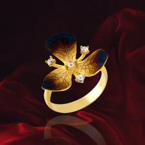 Three Petal Ember Orchid Ring