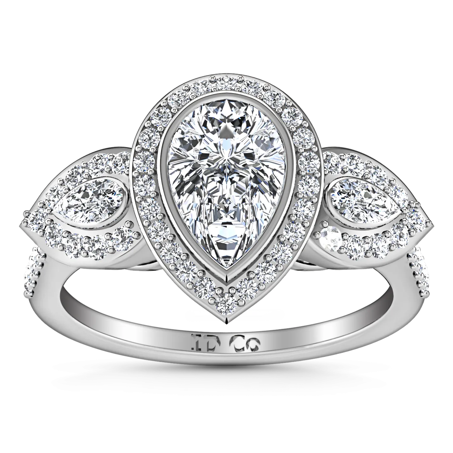 Three Stone Engagement Ring Vanessa 14K White Gold