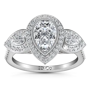 Three Stone Engagement Ring Vanessa 14K White Gold