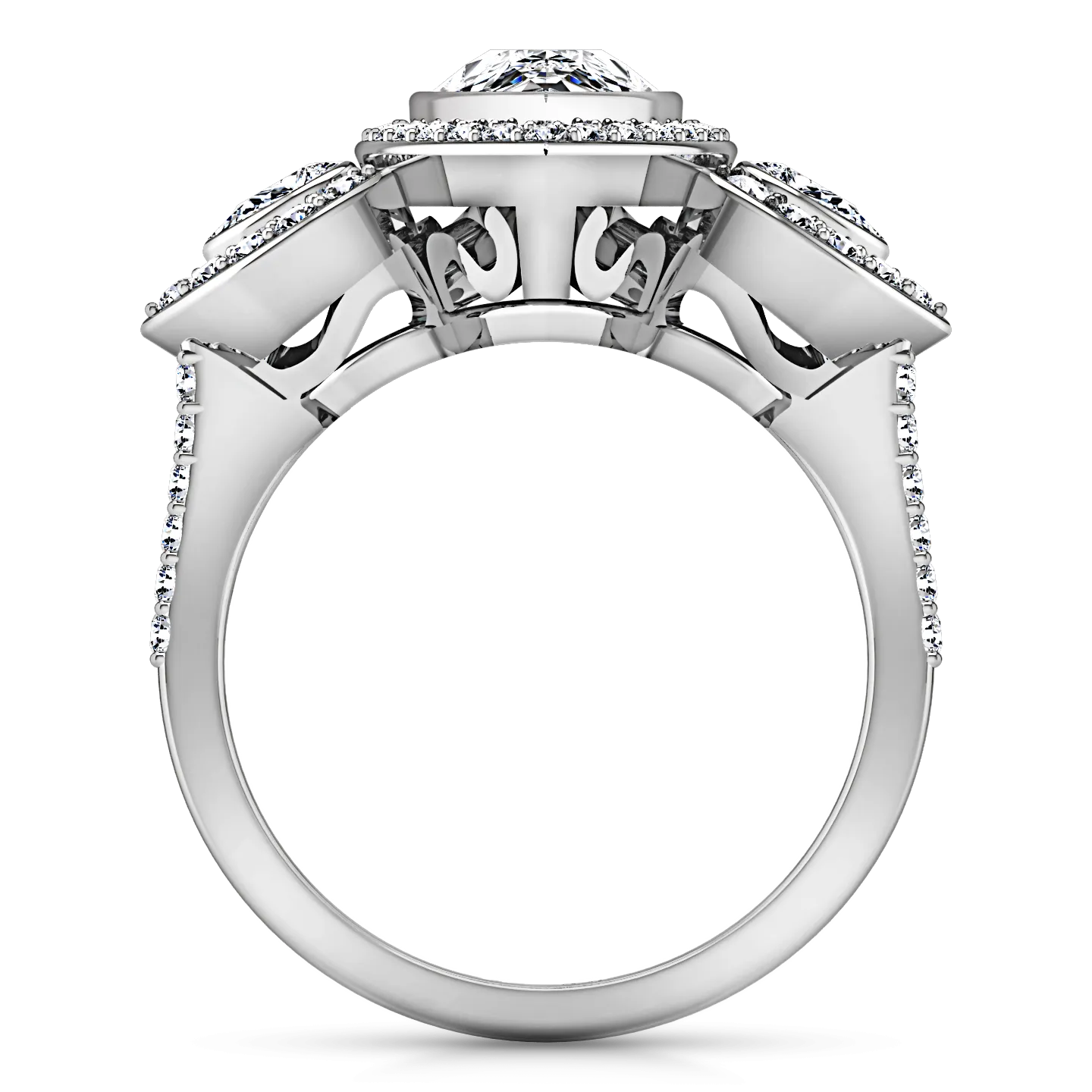 Three Stone Engagement Ring Vanessa 14K White Gold