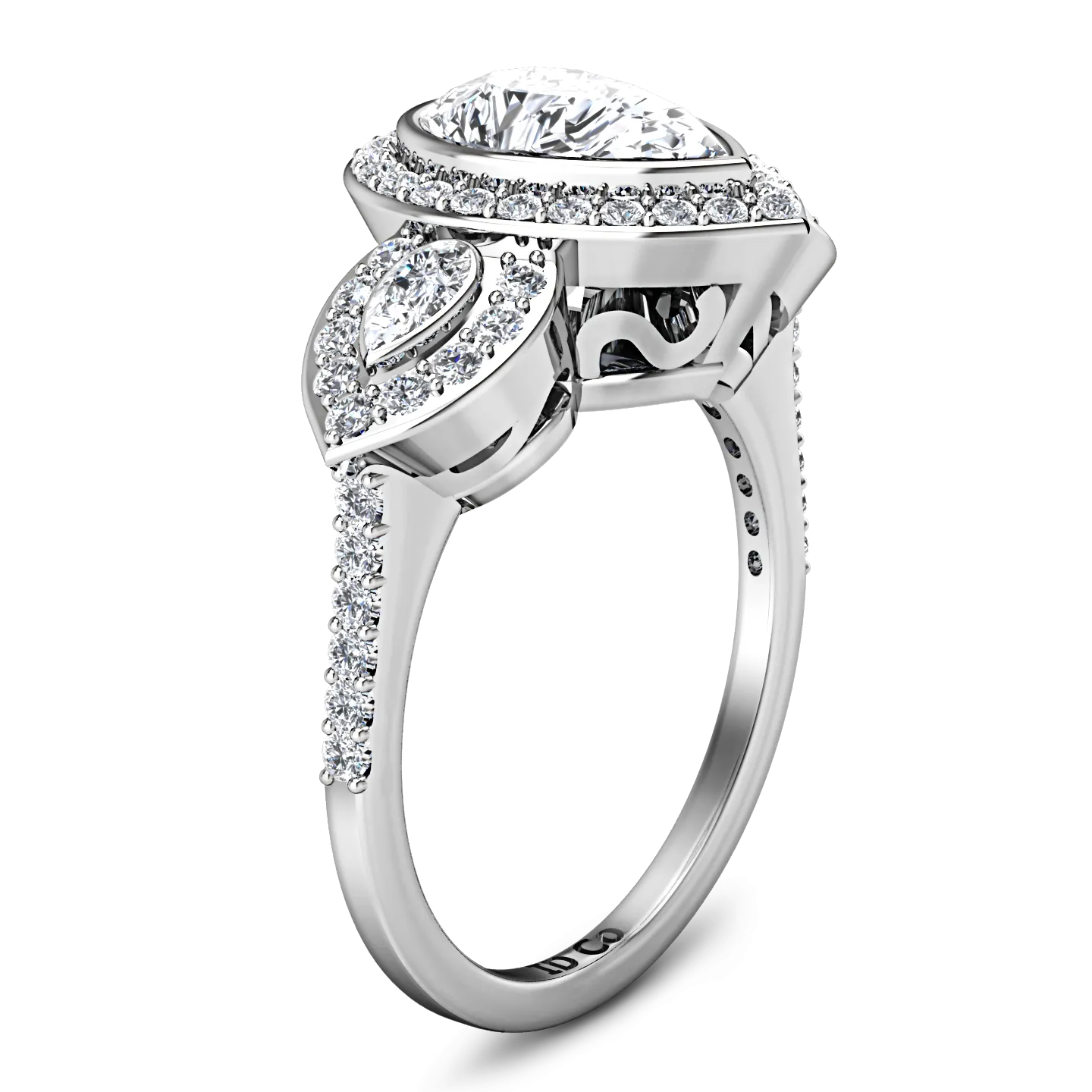 Three Stone Engagement Ring Vanessa 14K White Gold